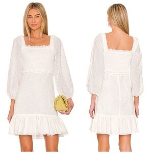 Veronica Beard Off White Eyelet‎ Smocked Ruffle Denise Dress Size 2 Summer Party